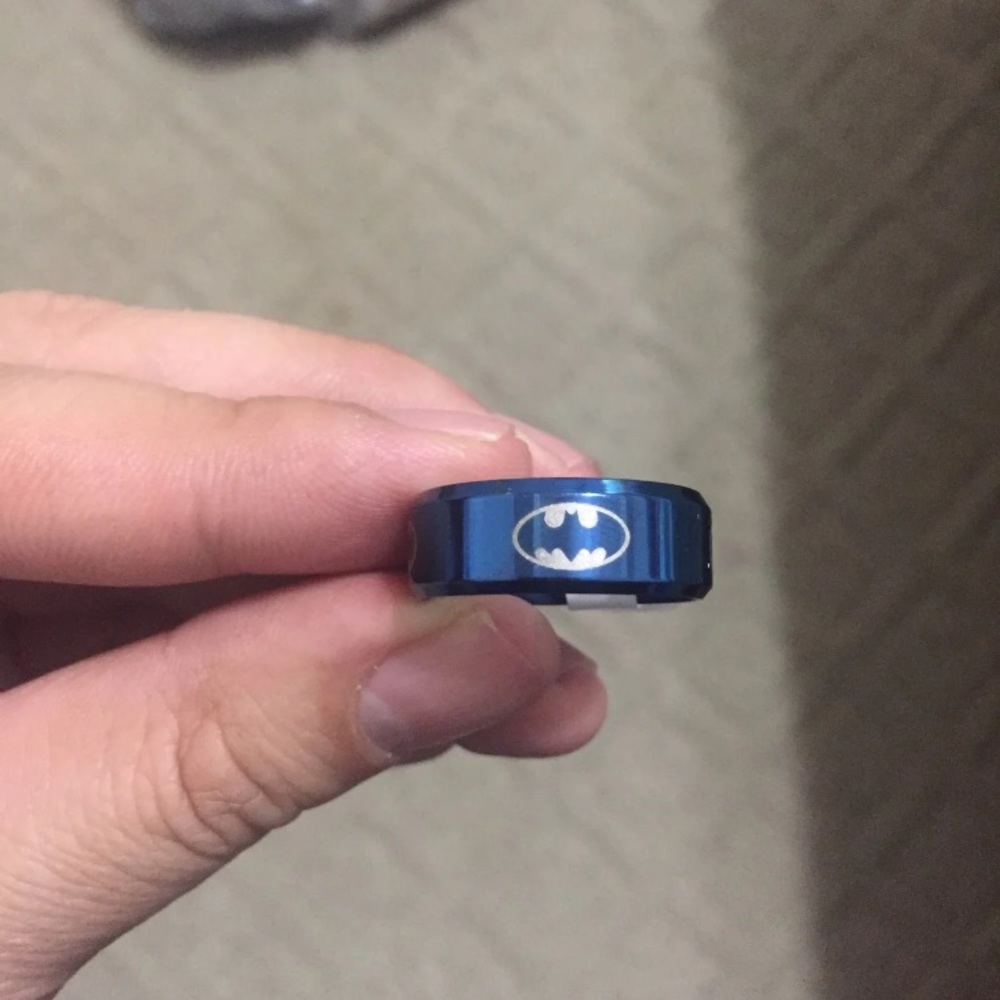 Blue Titanium Batman ring - Picture 3 of 3